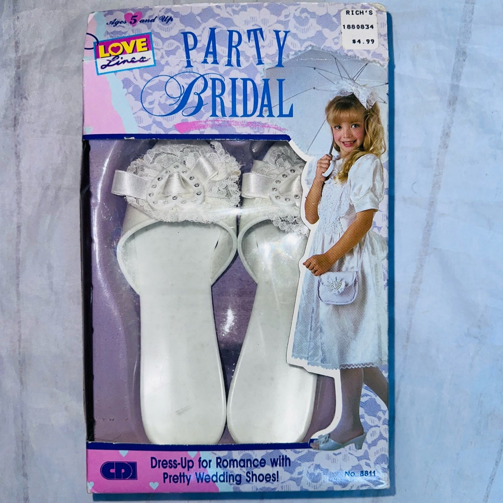 NOS Vintage 1990 CDI Party Bridal Dress Up Pretty Wedding Shoes White #8811